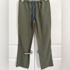 FIGS Women’s Scrub Pants Olive Green Straight Leg Drawstring Medical Workwear M